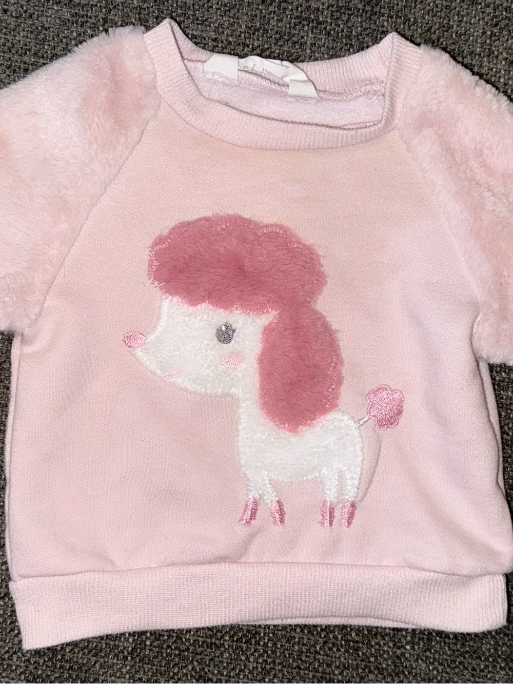 Rene Rofe Baby Pink Poodle Plush-Sleeve Sweatshirt